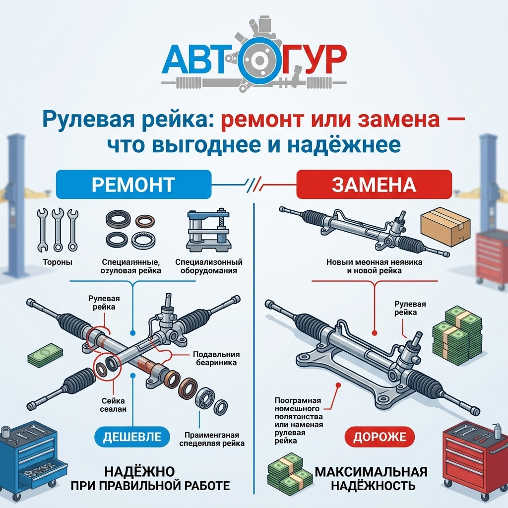 Рулевая рейка: ремонт или замена — что выгоднее и надёжнее